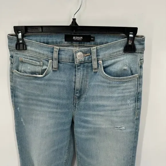 HUDSON NWT Nico Straight Ankle Chewed Hem Denim Jean // 24
